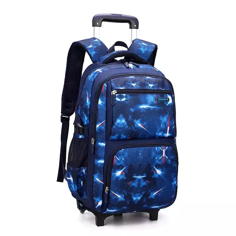 Mochila escolar com rodas para crianças, Mochila de rolamento para menino, Mochila escolar com rodas, Mochila de bagagem de mão, 6 rodas