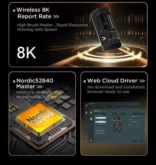True Wireless 8K ATTACK SHARK R5 Ultra Gaming Mouse Composto de fibra de carbono ecológico, sensor PAW3950Max, controlador Nordic52840
