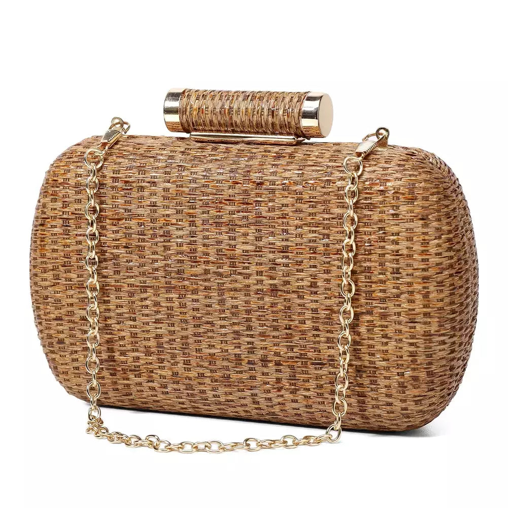 Bolsa de embreagem para mulheres, Bolsa de Raffia para senhoras, Bolsa de noite, Crochet Crossbody Bags, Ombro de praia, Verão, Saco de mão tecido luxuoso