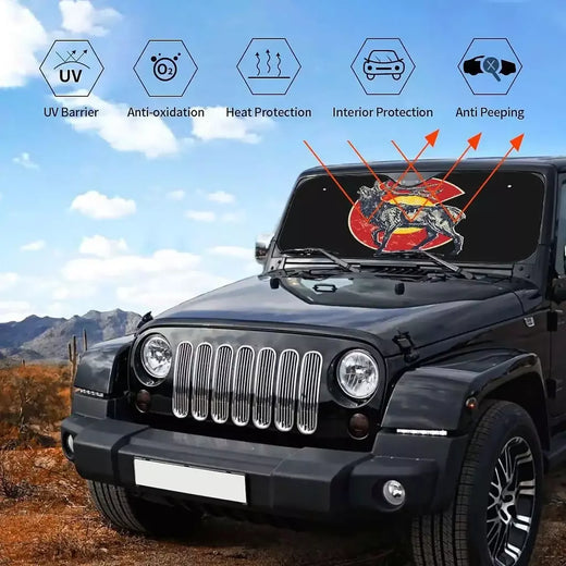Mountain Colorado Flag Pattern Car Sun Shade Front Window Sunshade for Most Sedans SUV Blocks Max Uv Rays Keep Vehicle Cool