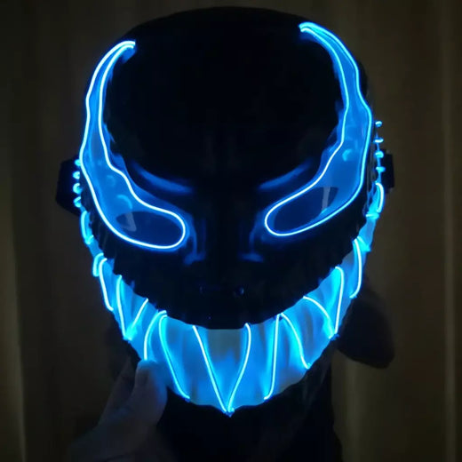 Design de super-herói luminoso led neon cosplay veneno filme máscara halloween horror brilhante masquerade carnaval festa traje decoratio