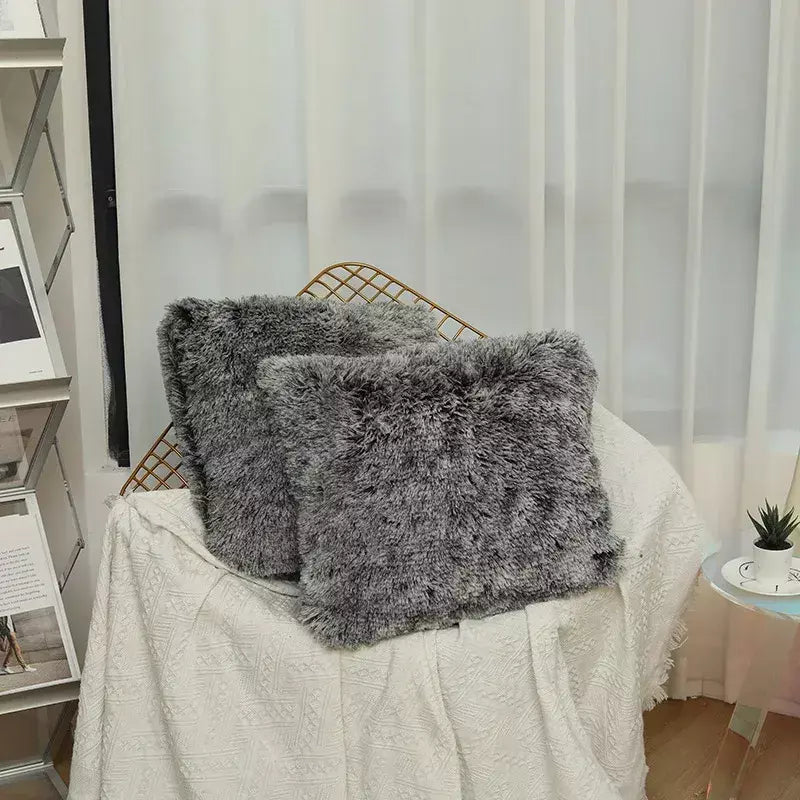 Capa de almofada luxuosa de pele sintética, capa de almofada super macia para sofá-cama, sala de estar, capa de almofada fofa, 45x45 cm, decoração de casa