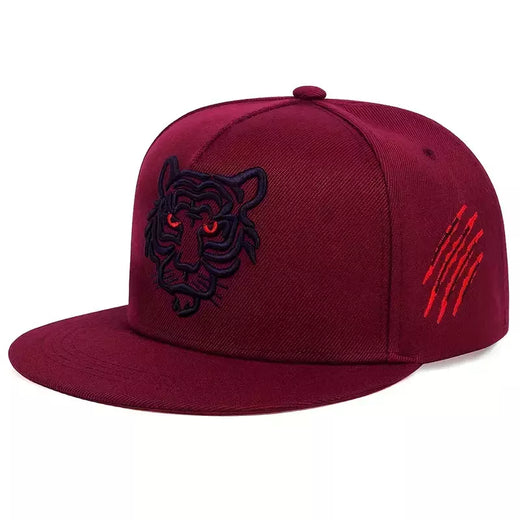 Boné masculino bordado tigre, chapéu snapback de algodão, ajuste adulto, sol casual ao ar livre, moda hip-hop, osso