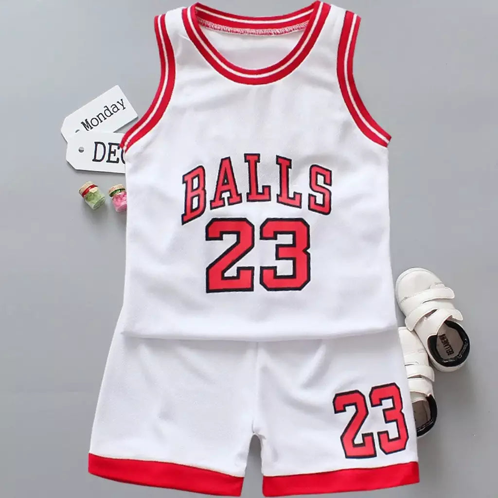 Conjunto de roupas infantis de verão, roupas esportivas de basquete, tops sem mangas + shorts, 2 peças/terno, meninos e meninas