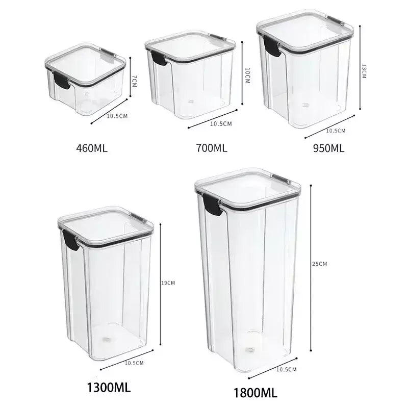 Conjuntos de cozinha empilháveis selados, 460-1800ml, caixa de plástico para armazenamento de alimentos, garrafa multigrãos, frutas secas, chá, recipientes de armazenamento