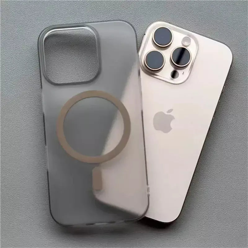1.0mm ultra fino fosco duro pc translúcido caso para iphone 17 16 15 14 13 12 pro max magsafe magnético carga sem fio capa