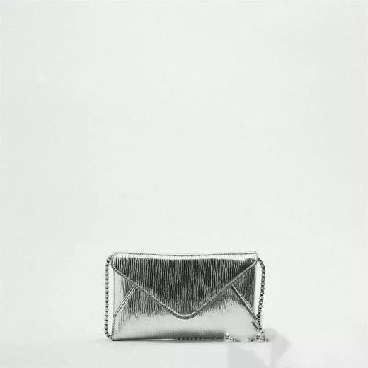 Bolsa de ombro única para mulheres, bolsa quadrada pequena, bolsa crossbody, bolsas prateadas, mini corrente, envelope, elegante