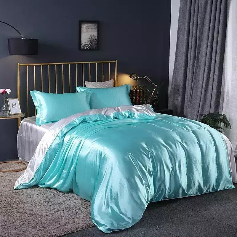 Luxo Satin Bedding Set Capa de edredão com fronha Estilo Europeu King Queen Size Confortável Bed Set Covers Folha de linho