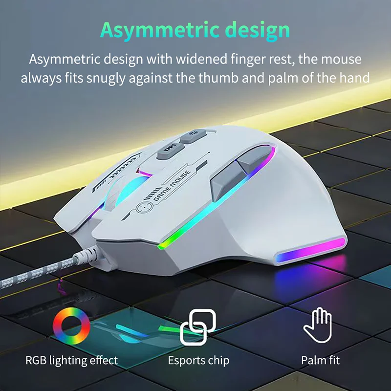 Acer-wired gaming mouse 7200dpi, ergonômico, macroprogramável, personalizado rgb efeito de lâmpada, para casa, escritório, desktop, computador
