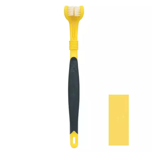 Escova de dentes de plástico para animais de estimação, 3 lados, remoção de tártaro, mau hálito, limpeza de boca, cuidados dentários para animais de estimação, boca de limpeza de gato