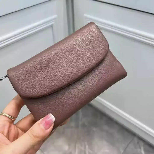 Genuína Couro De Vaca Carteira Curta Para Mulheres, Trifold, Pequenas Bolsas, Clutch Couro De Vaca, Titular Do Cartão, Carteiras Do Cartão De Viagem