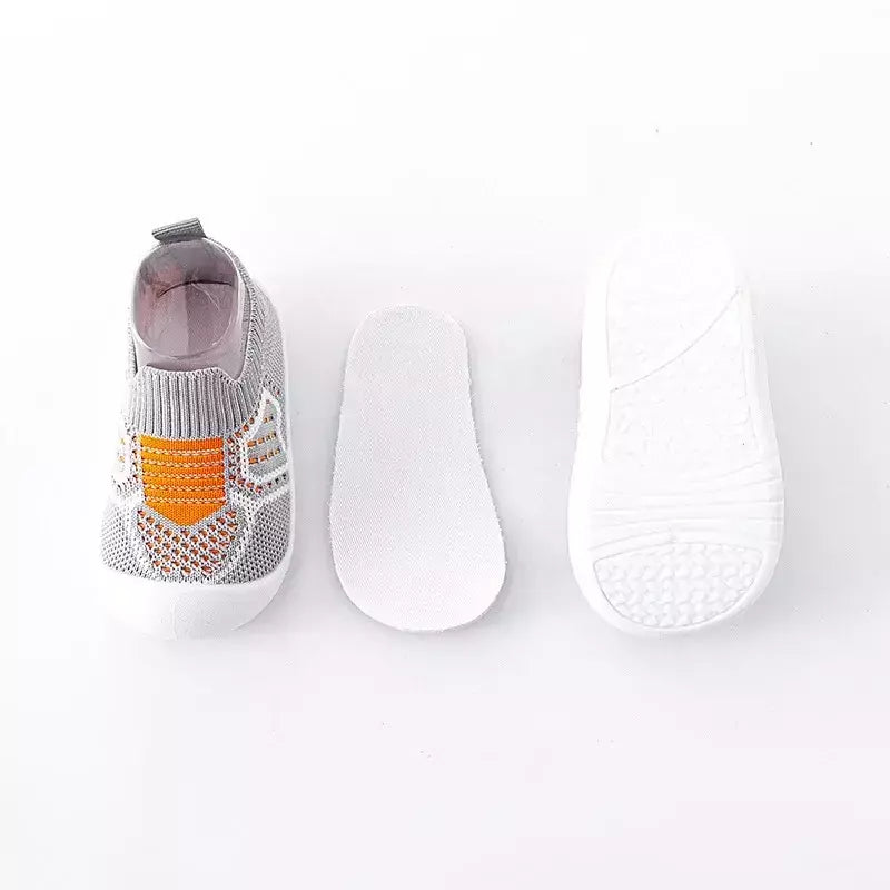 Sapatos de malha respirável para recém-nascido, meias infantis, fundo macio, antiderrapante, menino e menina, 0 a 5 anos, verão