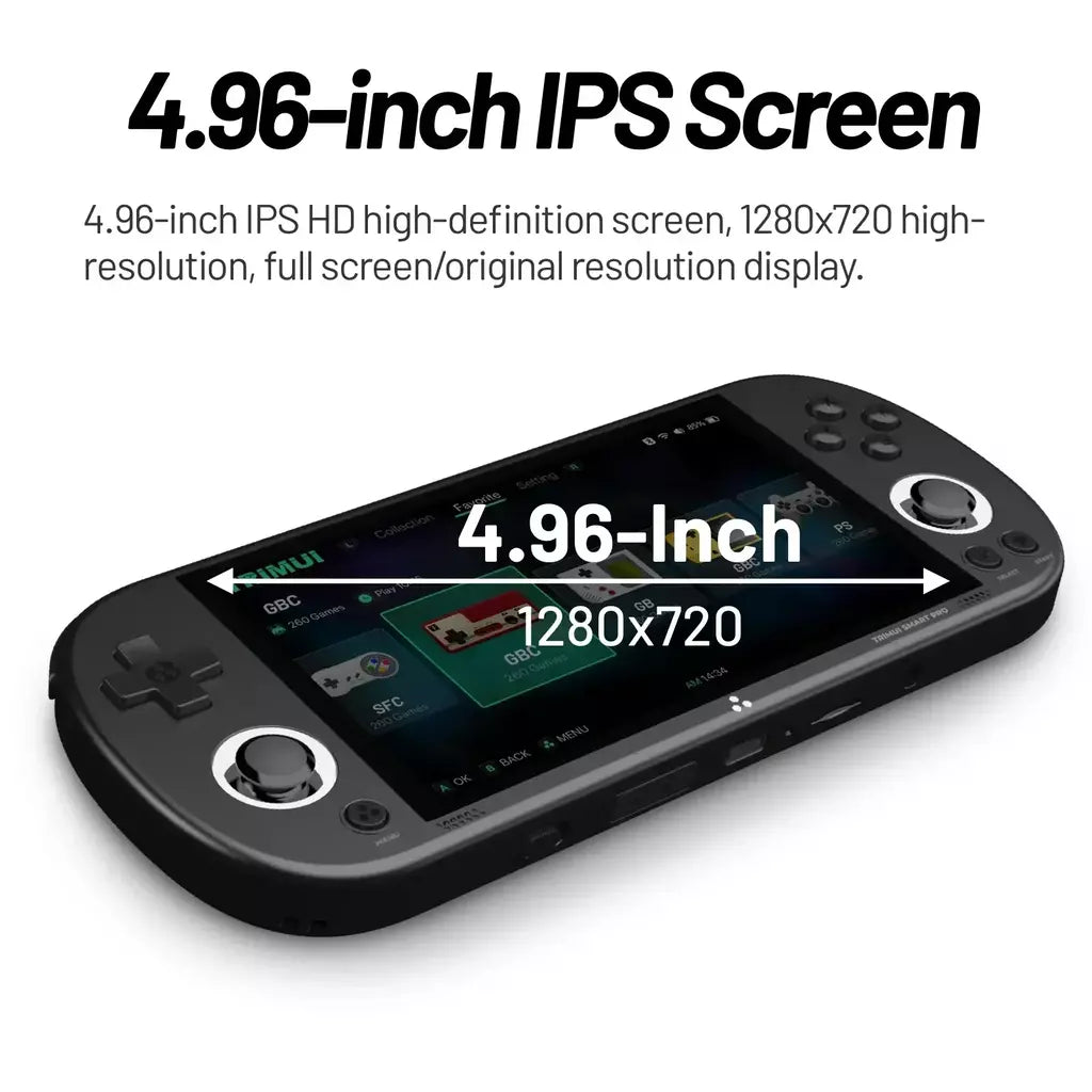 Trimui Smart Pro Console de jogos portátil 4.96 ''tela IPS Sistema Linux Joystick Iluminação RGB Smartpro Retro Video Game Player Presente