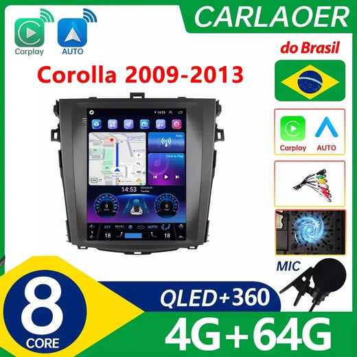 Do Brasil Leitor de Vídeo Multimídia Rádio Automóvel, Android Auto Stereo para TESLA Toyota Corolla 2009-2013, Estilo Tesla, 2 Din