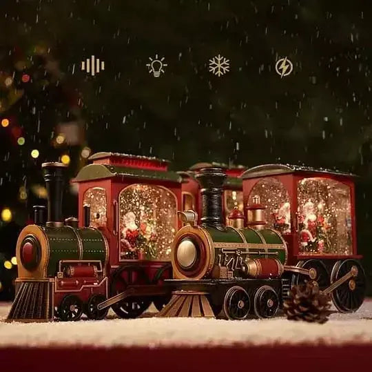 2025 presente de natal trem bola de cristal ornamento presente de natal decoração de véspera de natal caixa de trem de iluminação ornamentos de bola de cristal