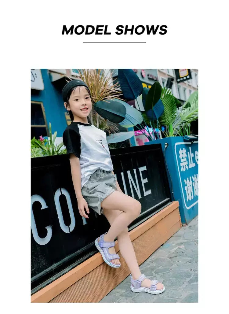 Sandálias de verão para meninas, sandálias esportivas ao ar livre, sapatos de praia casuais, confortáveis, antiderrapantes, moda, tamanho 40