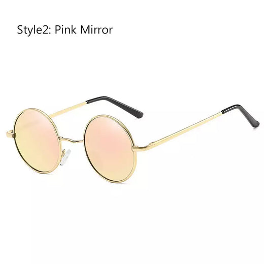 Óculos de sol polarizados redondos vintage retrô para homens e mulheres, óculos de sol designer, armação de metal, lente preta, óculos UV400, dirigindo, marca