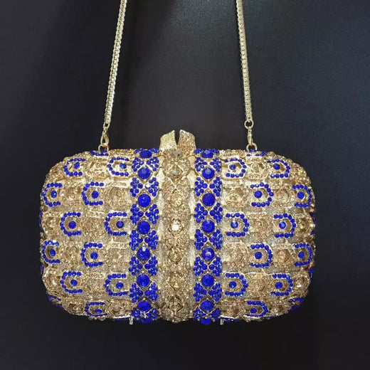 Bolsa de embreagem de cristal diamante para mulheres, bolsa mensageiro de ombro, embreagens noturnas, preto dourado, nova moda, melhor designer