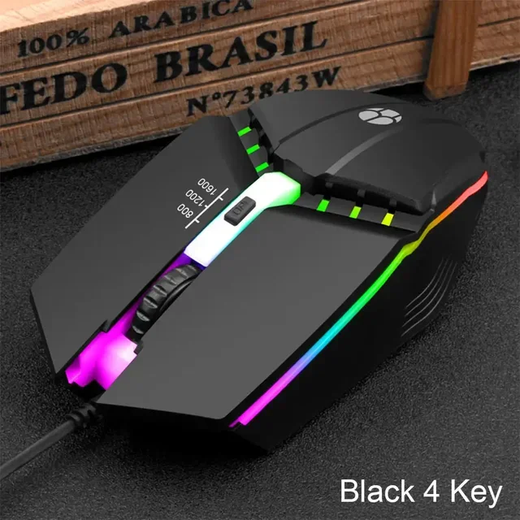 X3 usb com fio coumpter mouse para jogos colorido brilhante ergonômico mouse para jogos 4 botões 800-1600dpi led gamer ratos para computador portátil