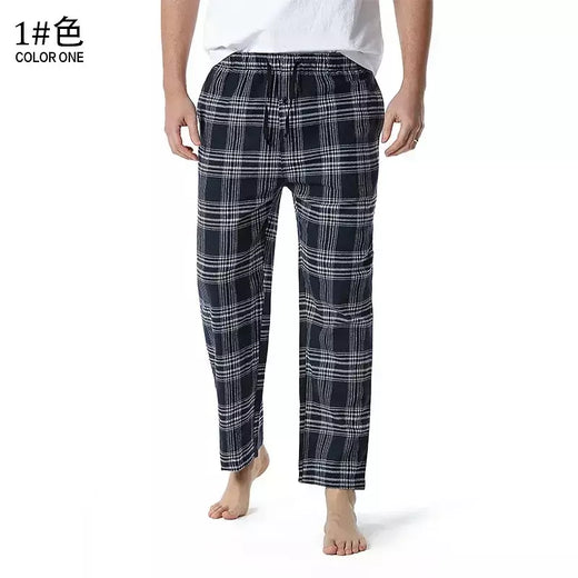 Branco preto xadrez pijama calças inferiores homens relaxando confortável macio algodão flanela casa wear respirável flanela pijama homme