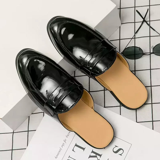 Nova Chegada All-match Muller Sapatos Homens Moda De Couro Metade Chinelo Homens Verão Mocassins Flats Chinelos para Sapatos Dos Homens Ao Ar Livre