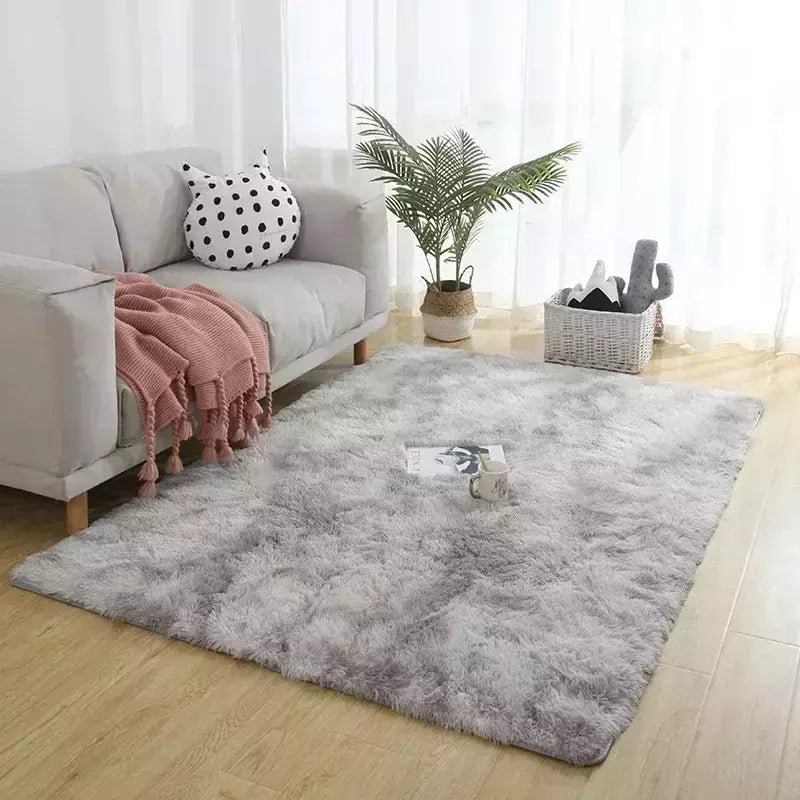 Tapetes macios para o quarto, Tie-Dyed Fuzzy Shag, Tapete de cabeceira de pelúcia, Tapete de sala de estar