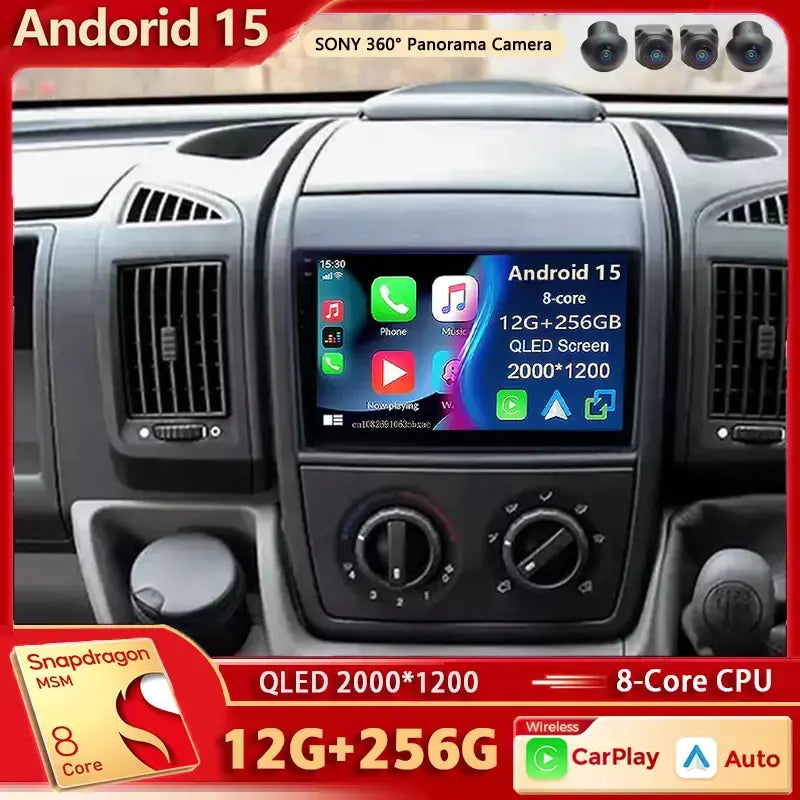 Android 15 para fiat ducato peugeot boxer citroen jumper 2006-2022 2k qled android rádio do carro reprodutor multimídia estéreo gps carplay
