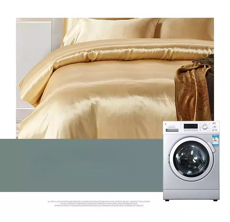 Luxo Satin Bedding Set Capa de edredão com fronha Estilo Europeu King Queen Size Confortável Bed Set Covers Folha de linho