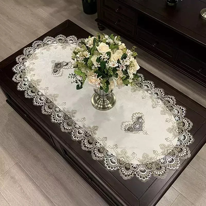 Toalha De Mesa Oval Bordada Europeia, Capa De Mesa De Renda, Toalha De Mesa De Chá, Gabinete De TV, Tampas Modernas para Decoração De Casa