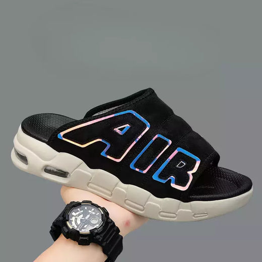 Chinelos esportivos antiderrapantes masculinos, chinelos com design de almofada de ar, escorregador macio, verão, novo