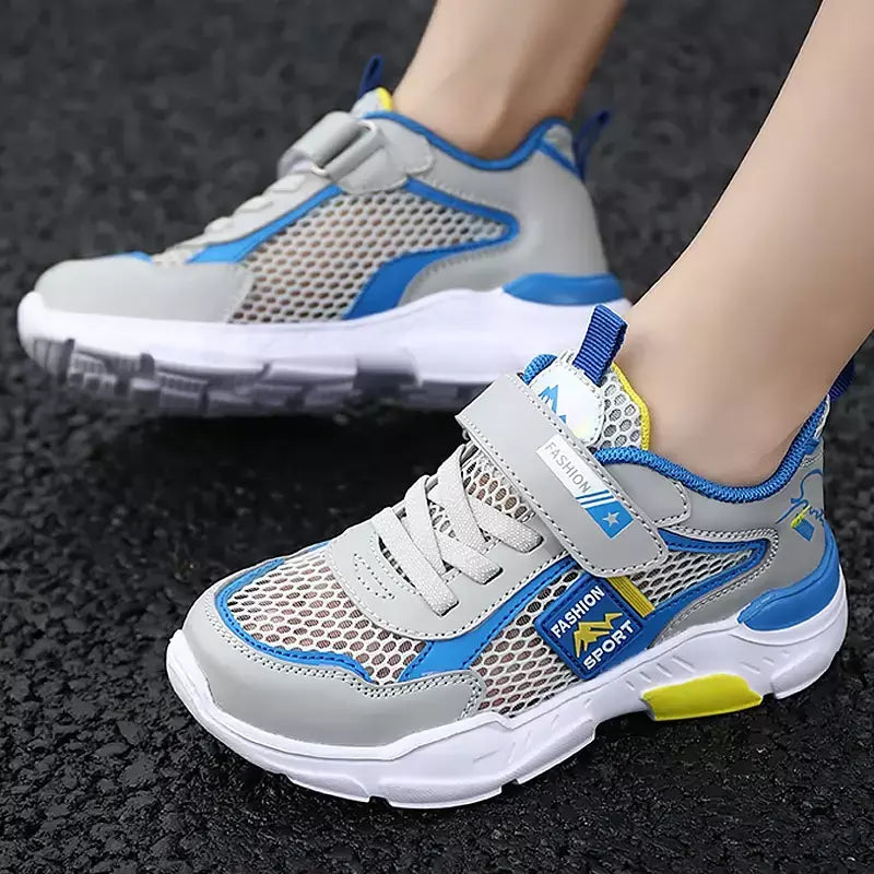 Única rede crianças sapatos meninos tênis verão respirável superfície antiderrapante meninas tênis casuais esportes correndo sapatos ao ar livre