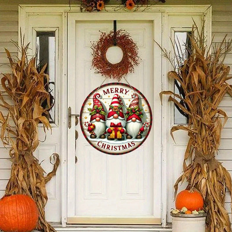 Feliz Natal Anão Sinal De Enfeites De Madeira, Candy Cane Pattern, Pendurado Casa Placa Cena, 7.9 ", 20cm, 1Pc