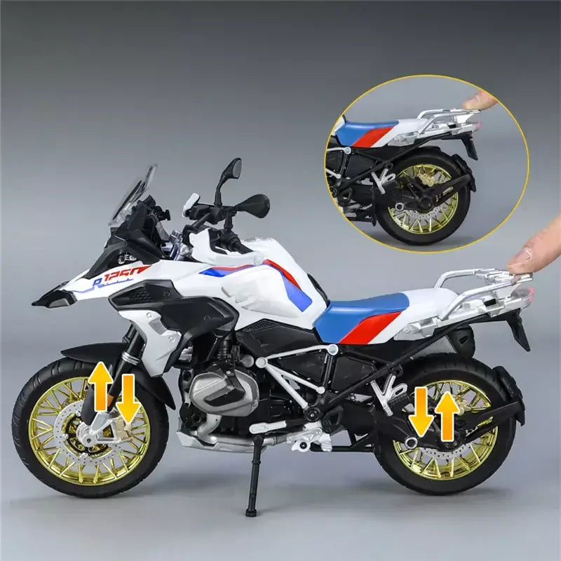 1/9 r1250 gs adv liga de corrida motocicleta diecasts rua esportes motocicleta modelo simulação com luz coleção crianças brinquedos presente