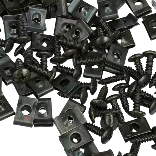 Parafusos auto-roscantes, clipe de fixação de metal para carro, motocicleta, tipo u, clipe com parafuso, proteção antiferrugem, kit de folha de ferro