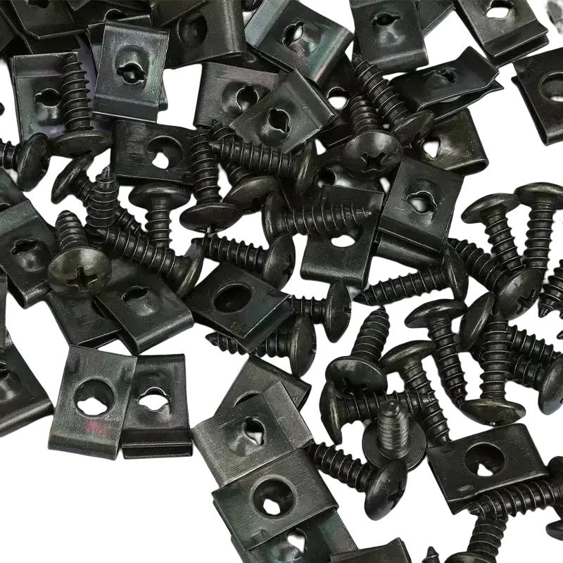 Parafusos auto-roscantes, clipe de fixação de metal para carro, motocicleta, tipo u, clipe com parafuso, proteção antiferrugem, kit de folha de ferro