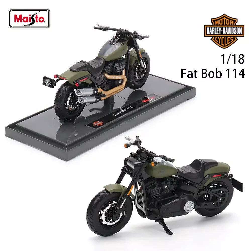 Maisto 1:18 Harley-Davidson Motocicleta 2022 Road King 2022 Fat Bob 114 Liga Modelo de Motocicleta Coleção de Carros de Brinquedo