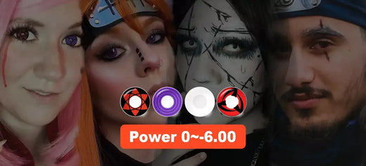 (0,00 ~-6,00) Lentes de contato de prescrição Pseyeche com grau Sasuke Anime Cosplay Sharingan Rinnegan Lente de contato anual