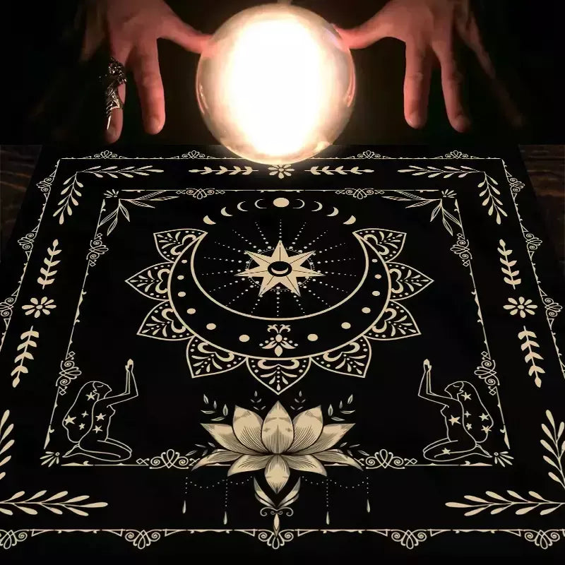 Toalha De Mesa De Tarô Com Seu Poder, Em Forma De Serpente, Estampa Floral e Vegetal, Toalha De Mesa Astrologia, Decoração De Altar, 1Pc