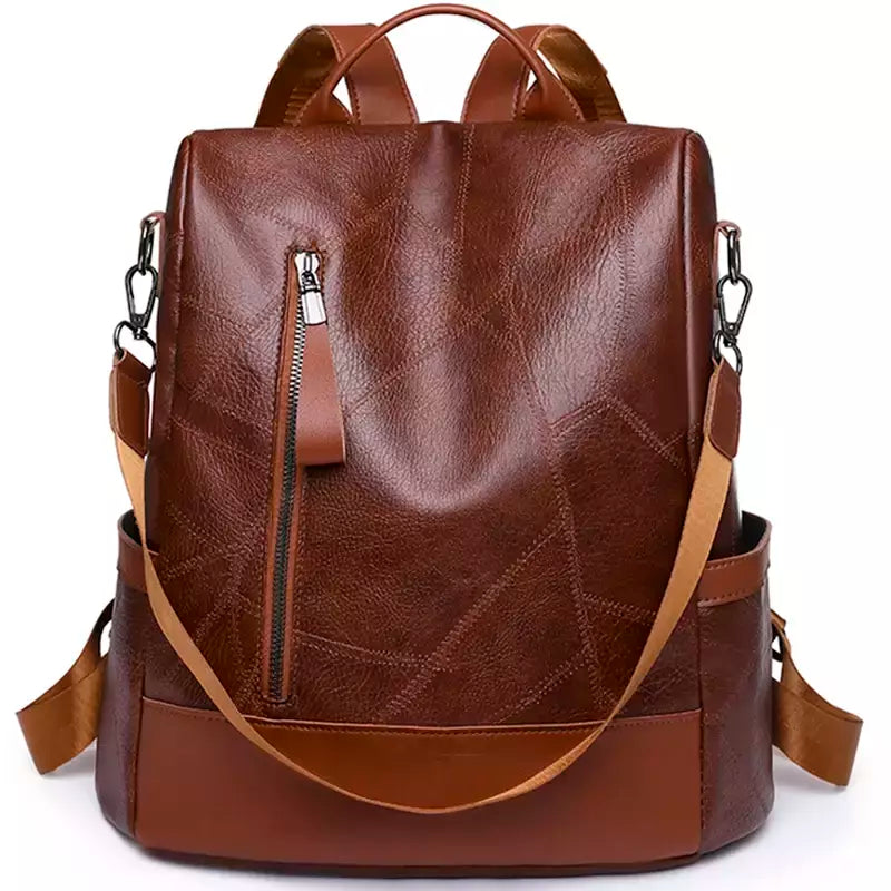 Bolsa de ombro antiroubo de couro macia para mulheres, mochila de moda simples, designer de grande capacidade, alta qualidade, nova, 2023