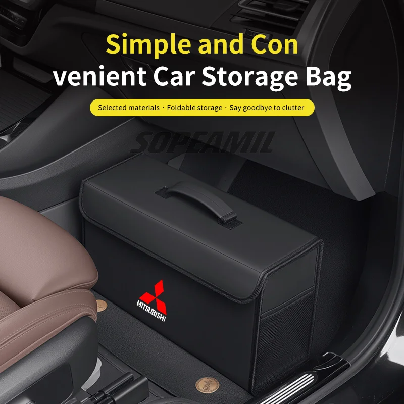Para mitsubishi outlander pajero asx colt lancer l200 triton RalLIART caixa organizadora de porta-malas de carro caixa traseira estiva arrumação saco de armazenamento