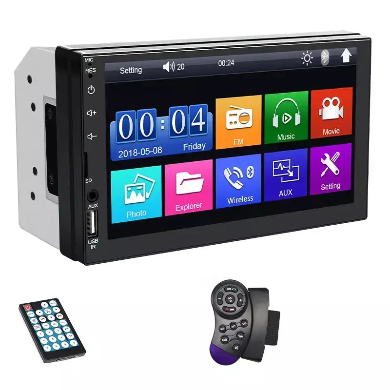 Hippcron 2din rádio do carro multimídia mp5 player com fio carplay android auto 7 "tela de toque fm aux entrada bluetooth suporte câmera