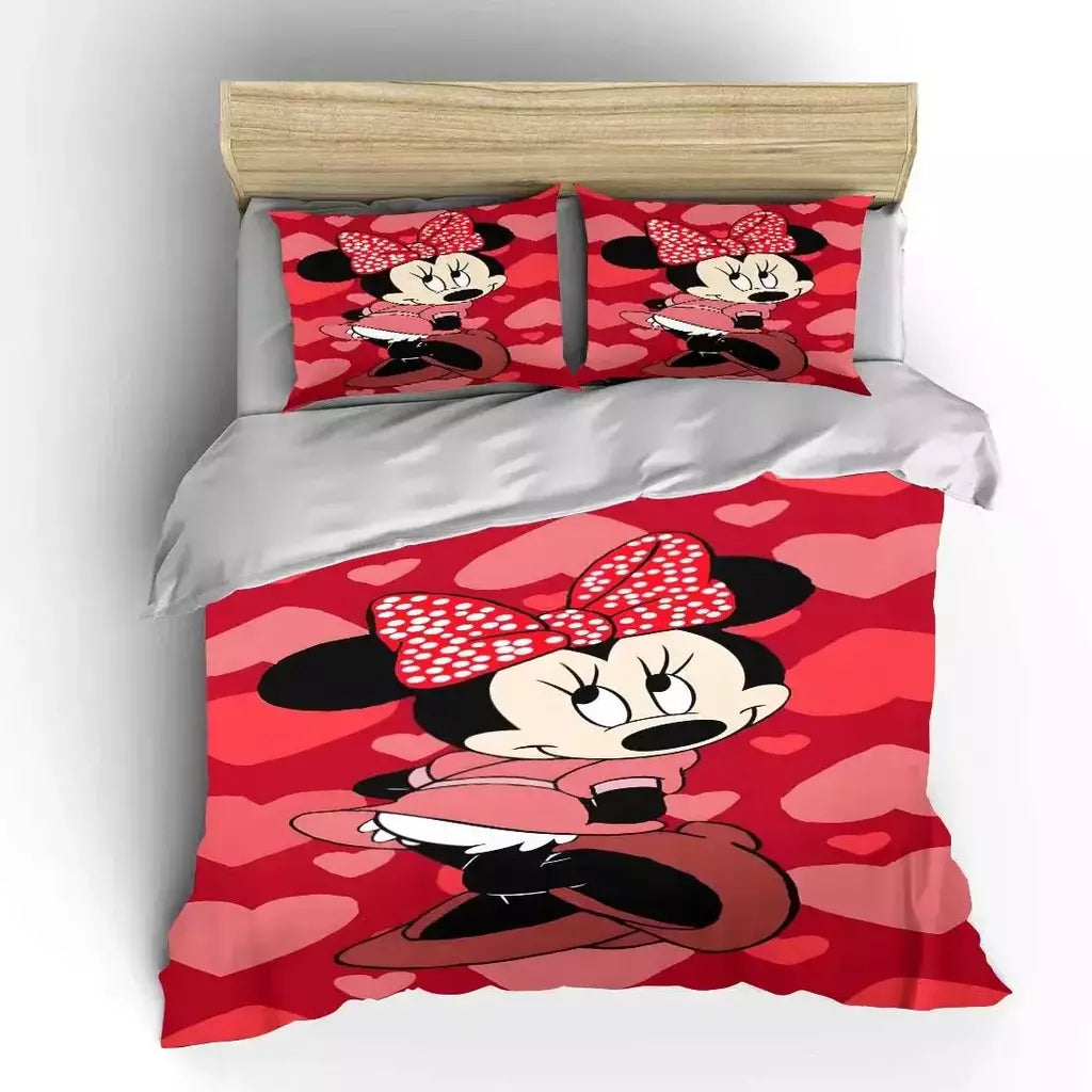 Mickey e Minnie Conjunto de cama para crianças, Fluffy Cartoon Comforter Cover, US Twin Bedclothes, Queen Size, macio, bebê, 3pcs