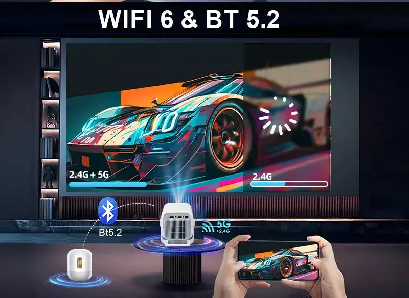 HUAWEISHI 4K Projetor Android Nativo Portátil 1080P Foco Automático 600ANSI Vídeo cinema em casa Projetor led hd externo