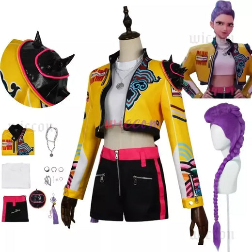 2025demon caçadores huntrix rumi cosplay kpop grupo palco cosplay padrão de impressão uniforme festa de halloween roupa sexy para mulher