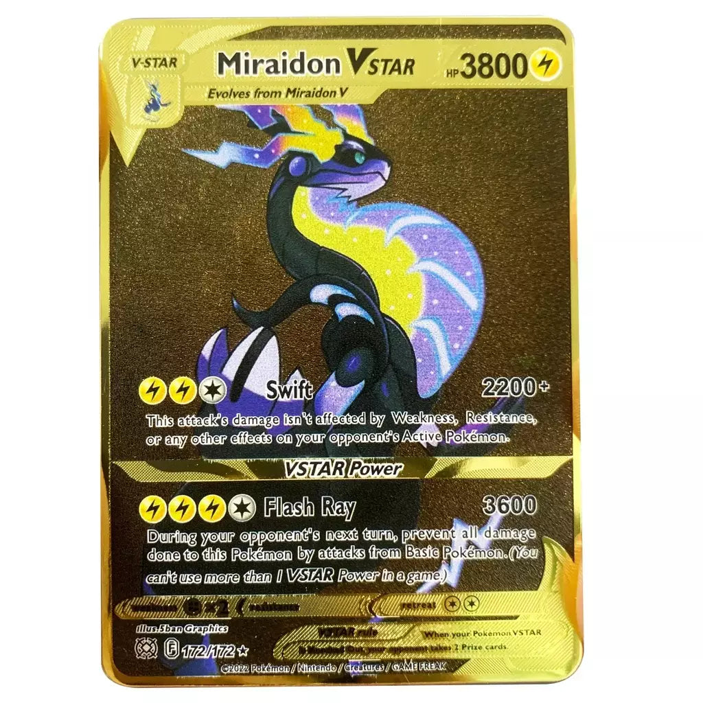 Pokemon English Metal Card Anime Pikachu Charizard Mewtwo Arceus Frog Flower Vmax GX Letters Game Collection Card Kids Toy Gifts