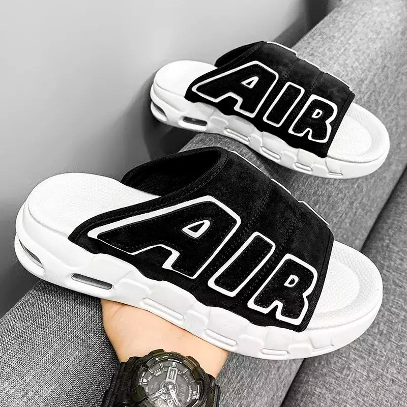 Chinelos esportivos antiderrapantes masculinos, chinelos com design de almofada de ar, escorregador macio, verão, novo