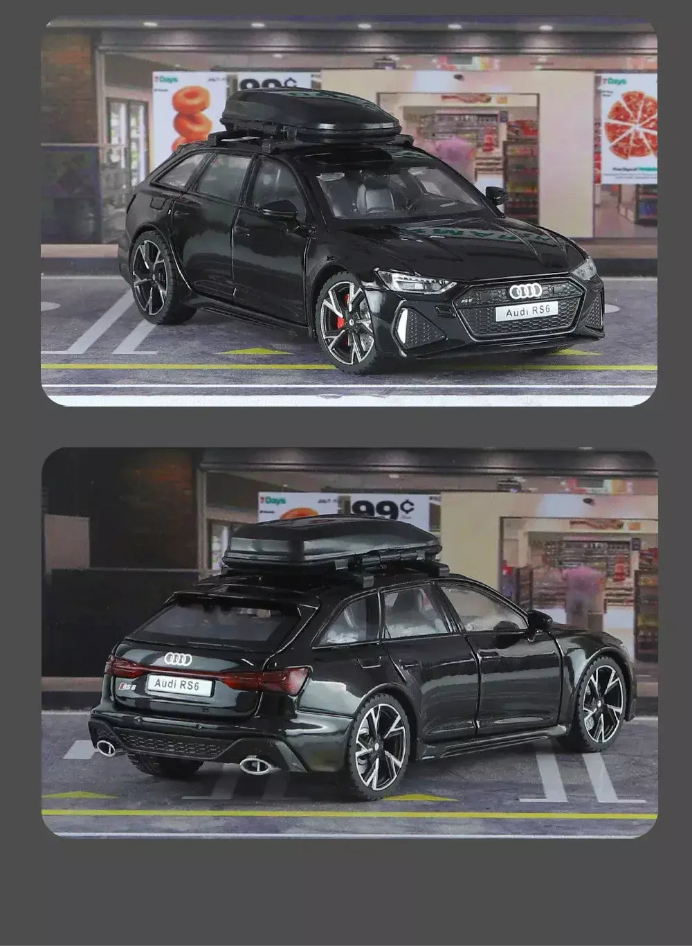 1:32 Audi RS6 Modelo de carro de brinquedo com portas de som e luz, modelo fundido de liga aberta, coleção de veículos para meninos e adultos, presente de festival