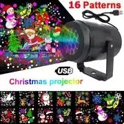 Projetor Laser LED Snowflake, impermeável Girando Luzes Do Palco, Decoração De Natal, 16 Padrões
