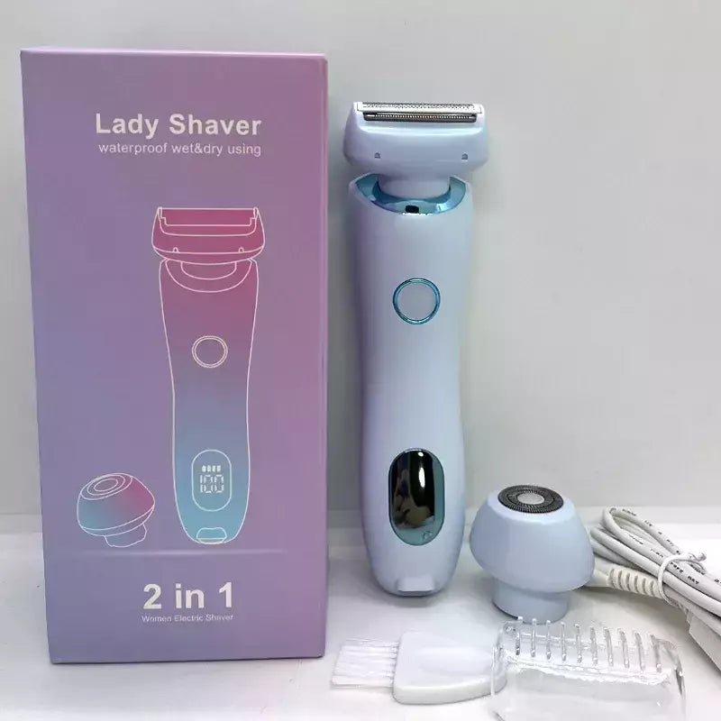 Lâminas elétricas para mulheres, biquíni aparador, rosto barbeadores, depilação, axilas e pernas, senhoras Body Trimmer, IPX7 impermeável, 2 em 1