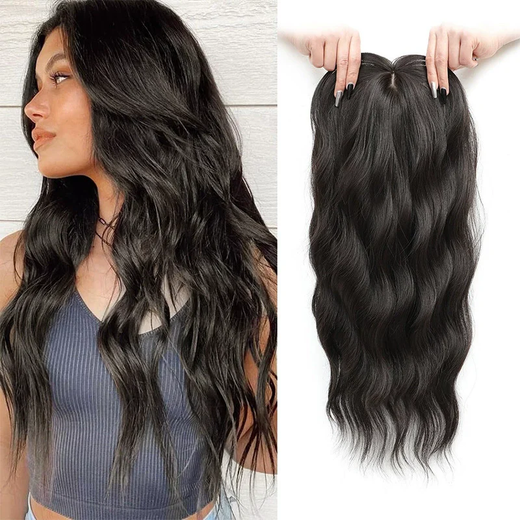 Toppers de cabelo ondulado de 22 polegadas para mulheres toppers peças de cabelo para mulheres com desbaste cabelo ombre destaque peruca sintética clipe no cabelo